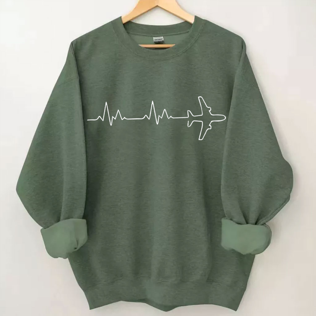 Airplane Pilot Heartbeat Sweatshirt