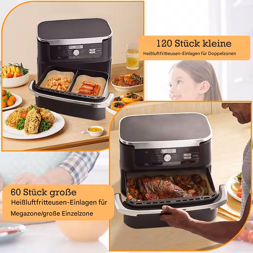 Backpapier für Heißluftfritteuse Ninja Foodi Flexdrawer AF500EU, 180 St.