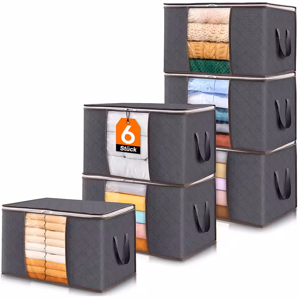 3/6er Set Faltbare Aufbewahrungsboxen mit Deckel 90L