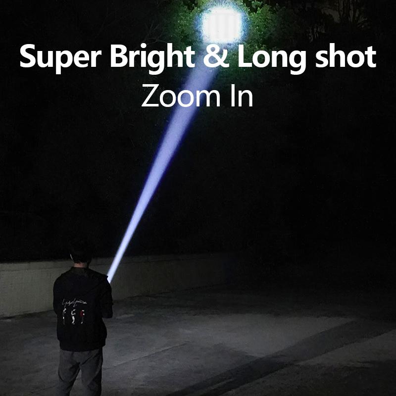 Rechargeable LED Flashlight: 3 Modes, IPX65 Waterproof & Durable for Camping, Fishing, Emergencies, Outdoor/Night Illumination