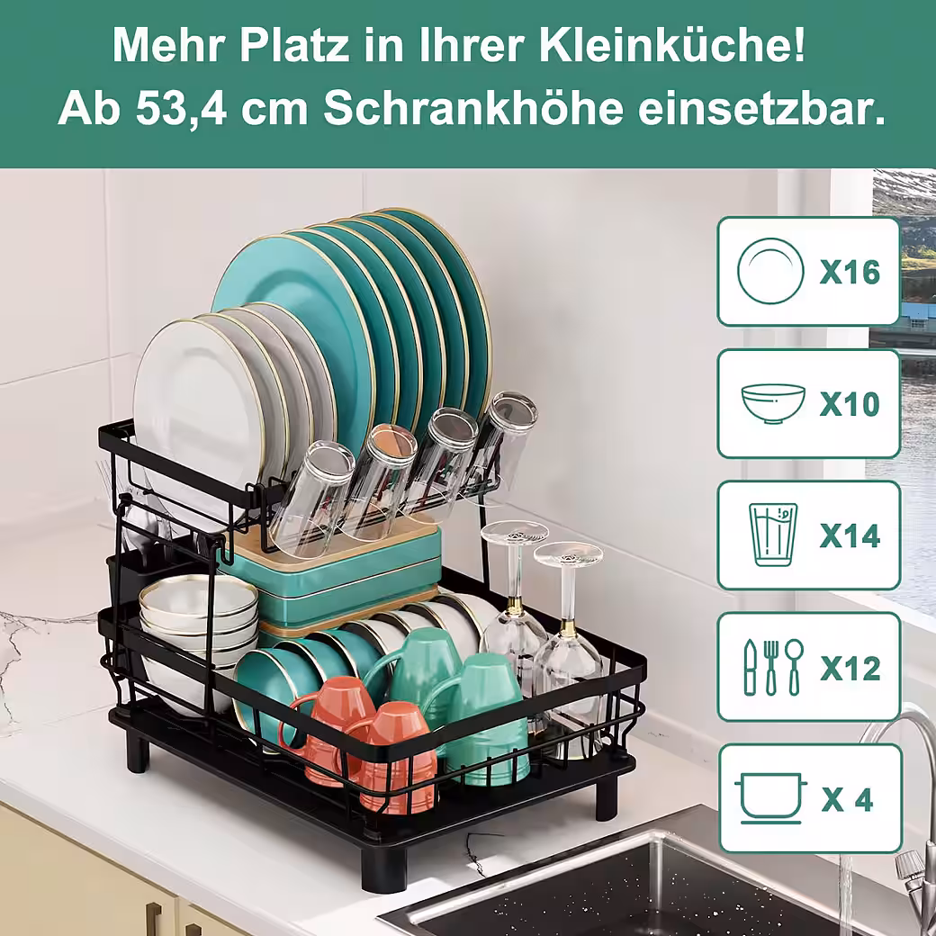 Geschirrständer 2-stufig Abtropfgestell Geschirr Geschirrabtropfgestell Abtropfschale