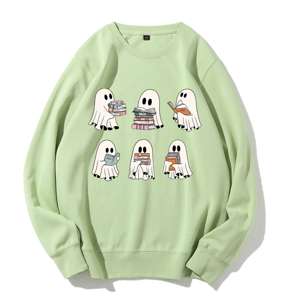 Cute Ghost Reading Book Halloween Sweatshirt
