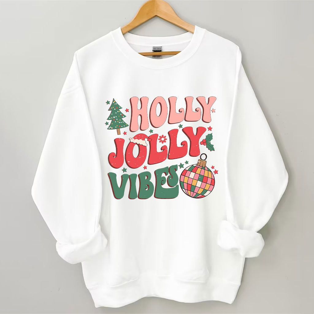 Holly Jolly Vibes Groovy Christmas Sweatshirt