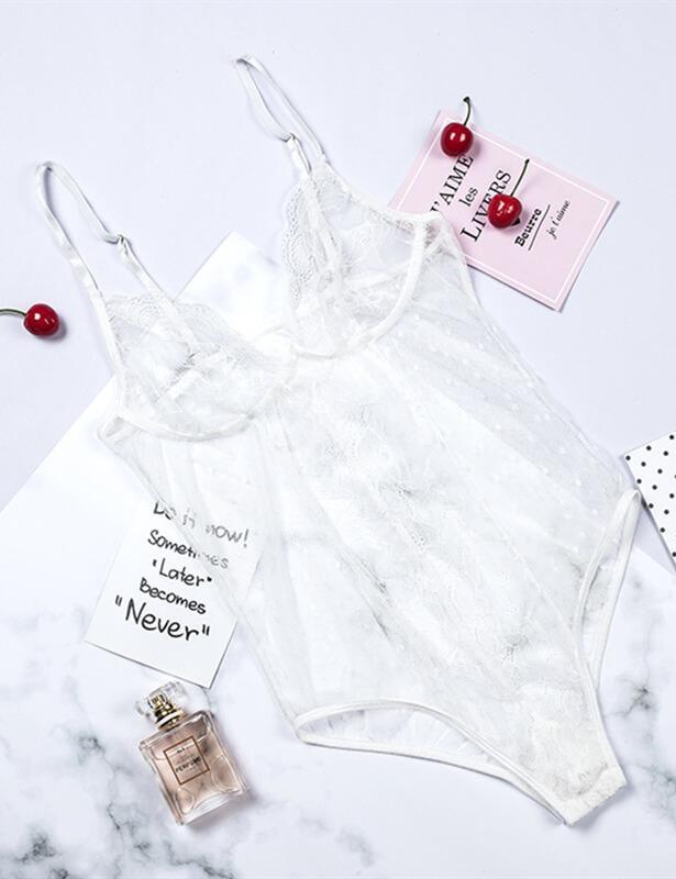 Lace See Through Nightwear Bodysuit