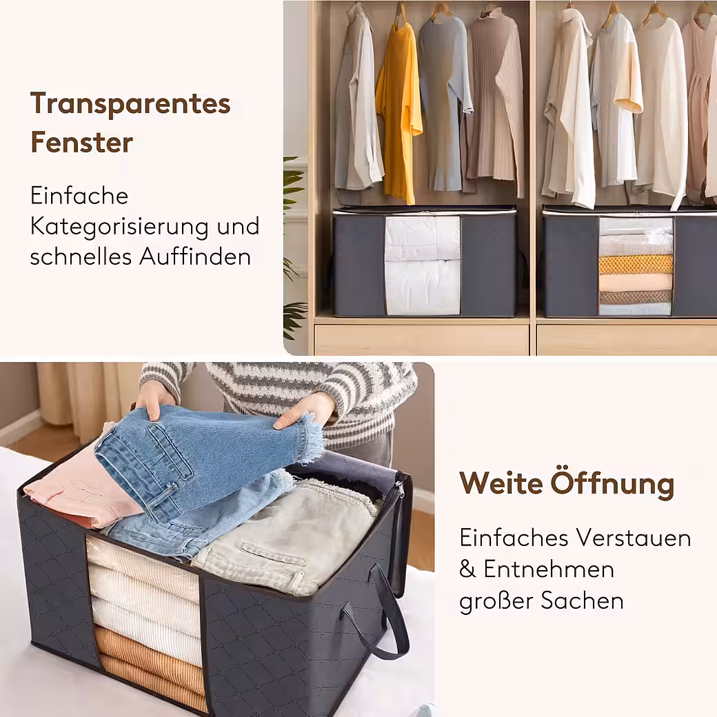 3/6er Set Faltbare Aufbewahrungsboxen mit Deckel 90L