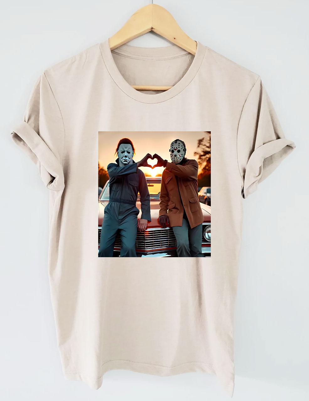 Horror Movie Characters Heart Hands Funny T-shirt