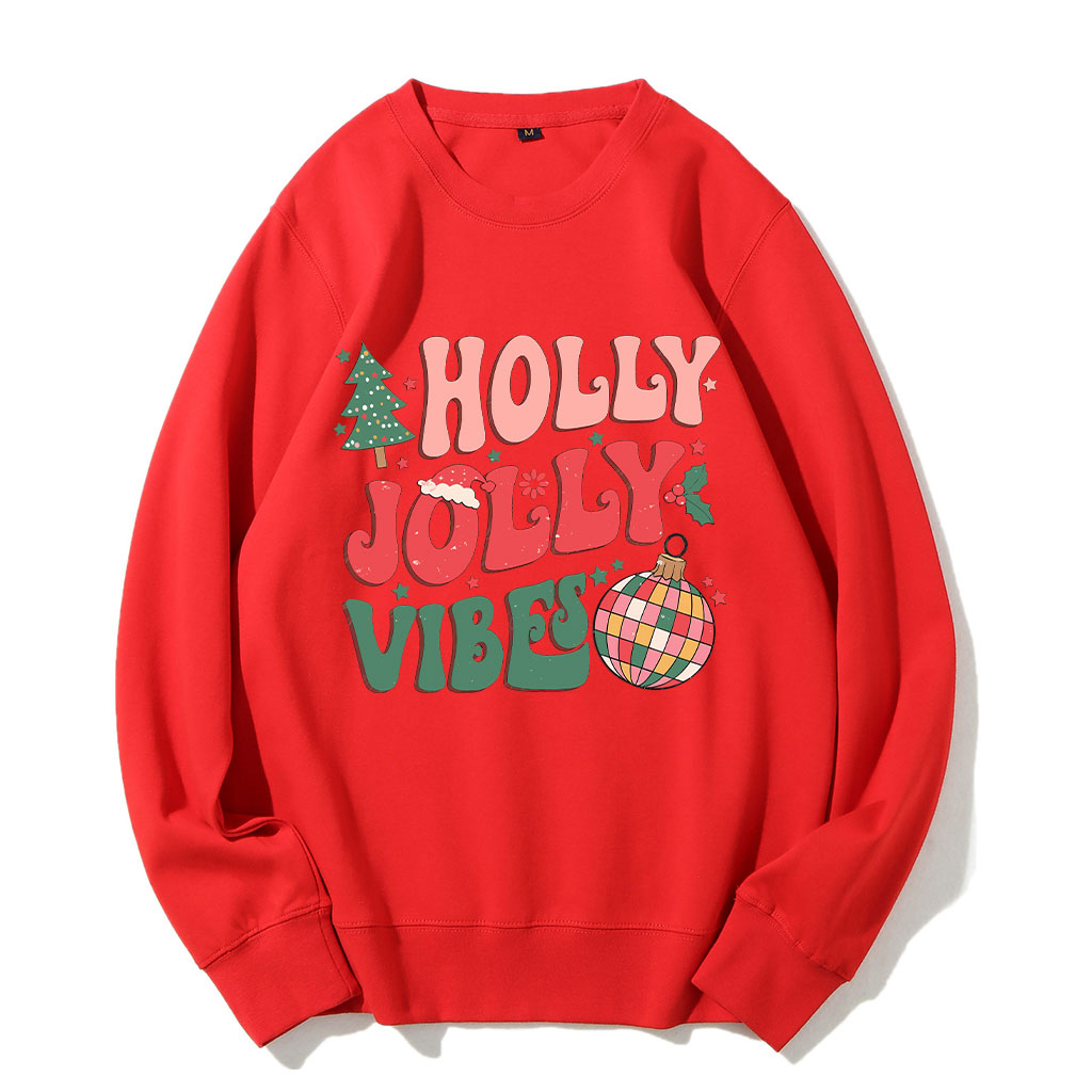 Holly Jolly Vibes Groovy Christmas Sweatshirt