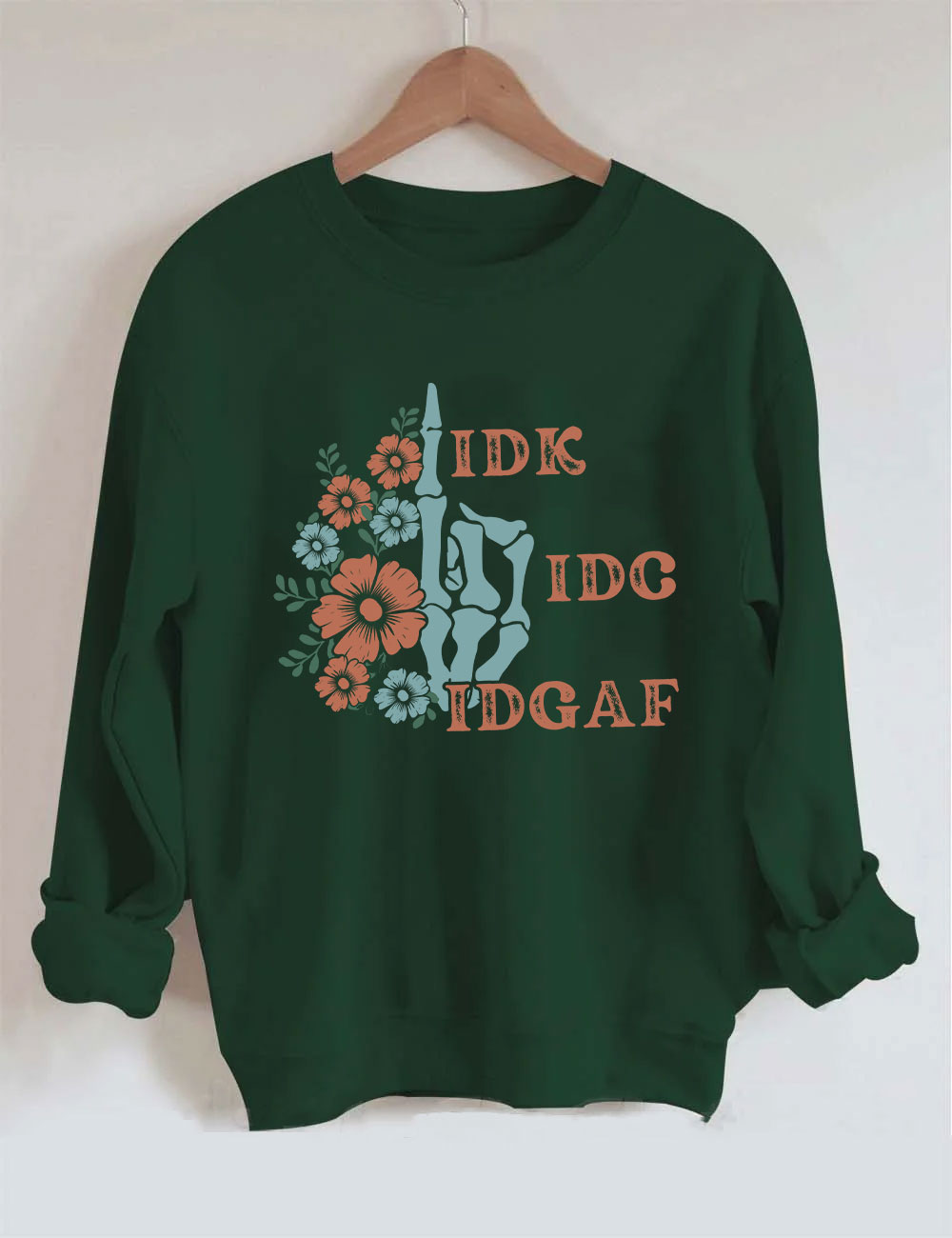 Retro Skeleton Hand IDGAF Sweatshirt