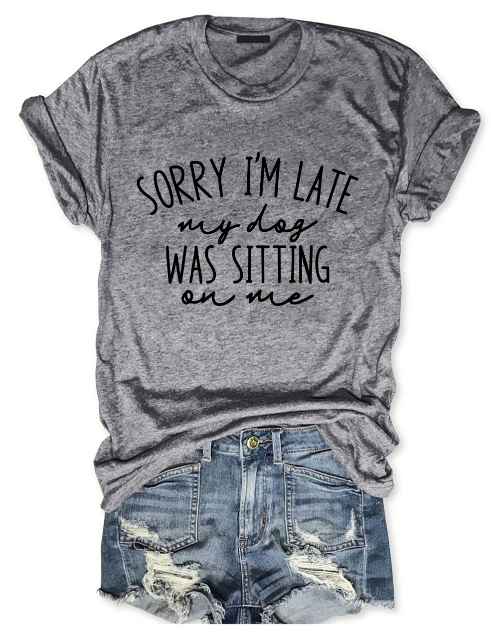 Sorry I'm Late My Dog Was Sitting On Me Funny T-shirt