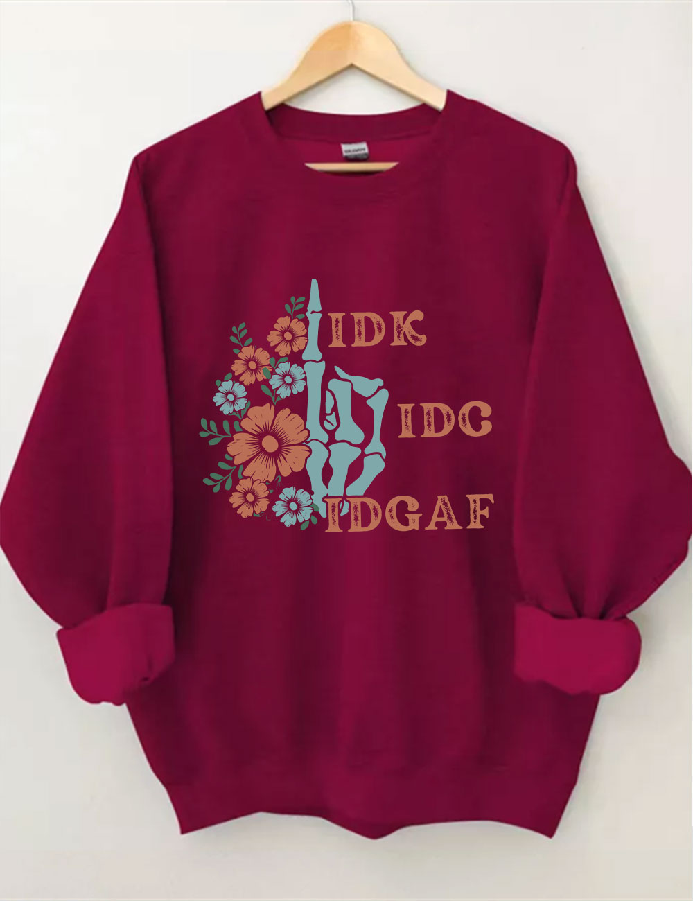Retro Skeleton Hand IDGAF Sweatshirt