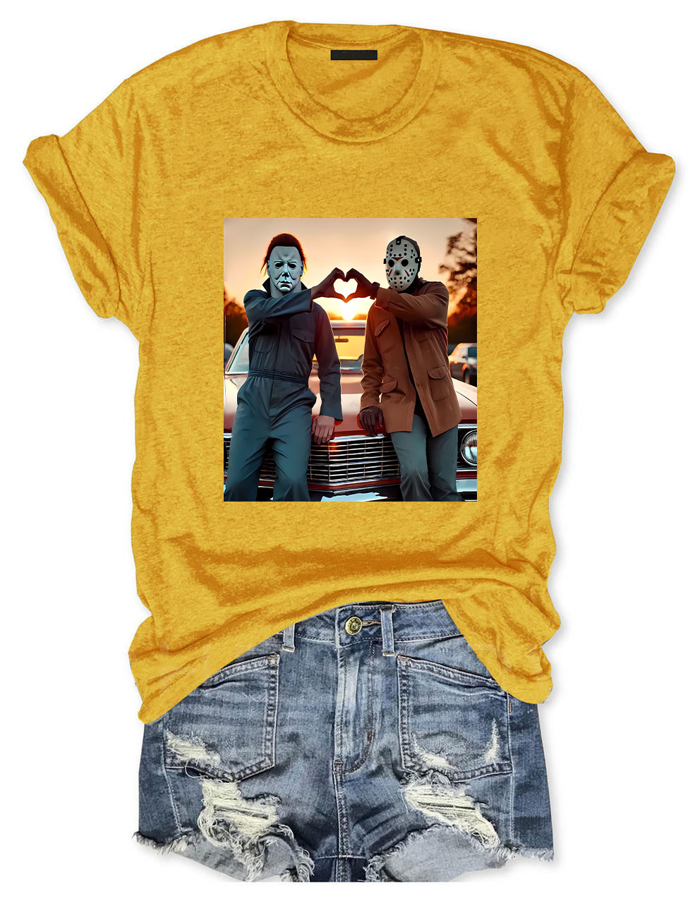 Horror Movie Characters Heart Hands Funny T-shirt