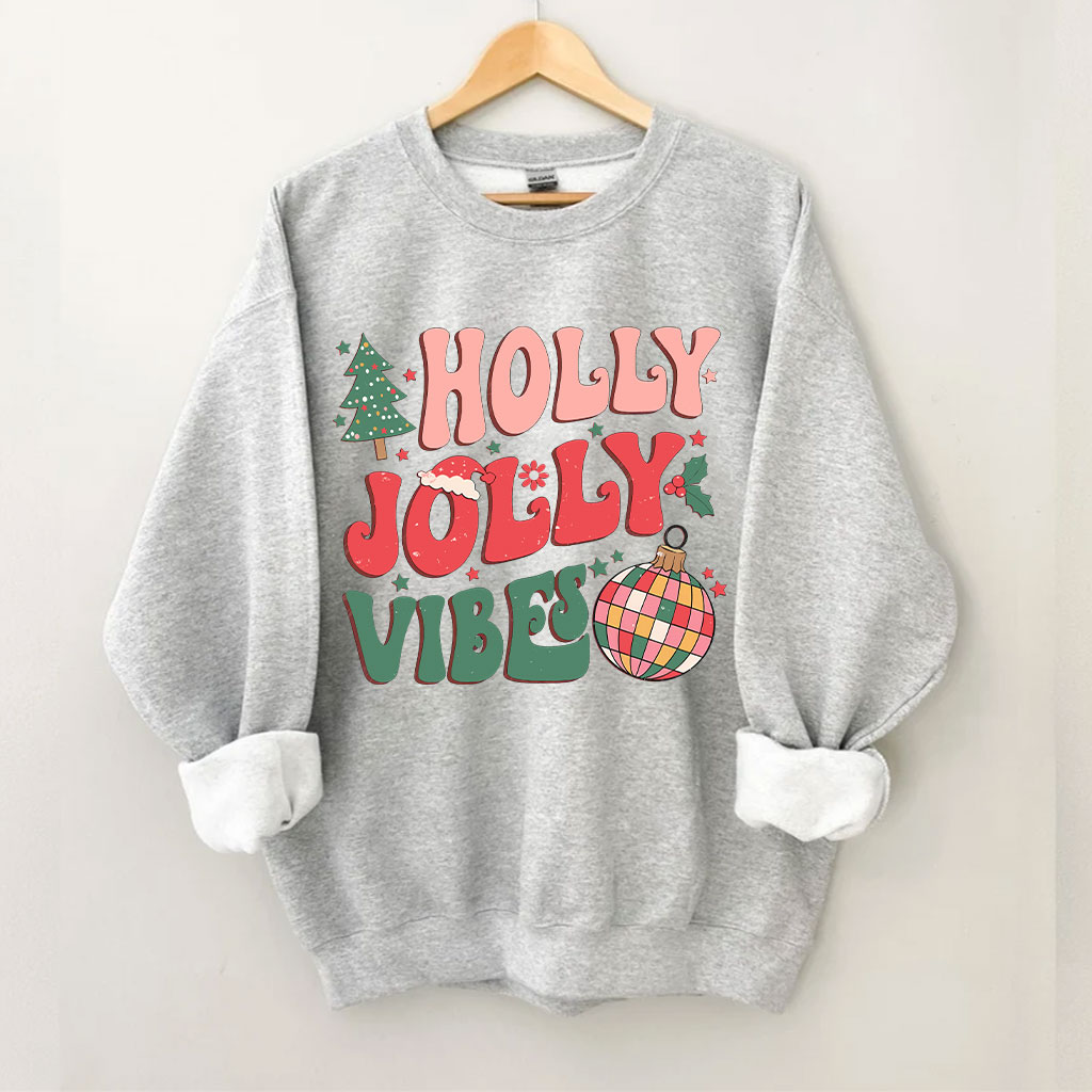 Holly Jolly Vibes Groovy Christmas Sweatshirt