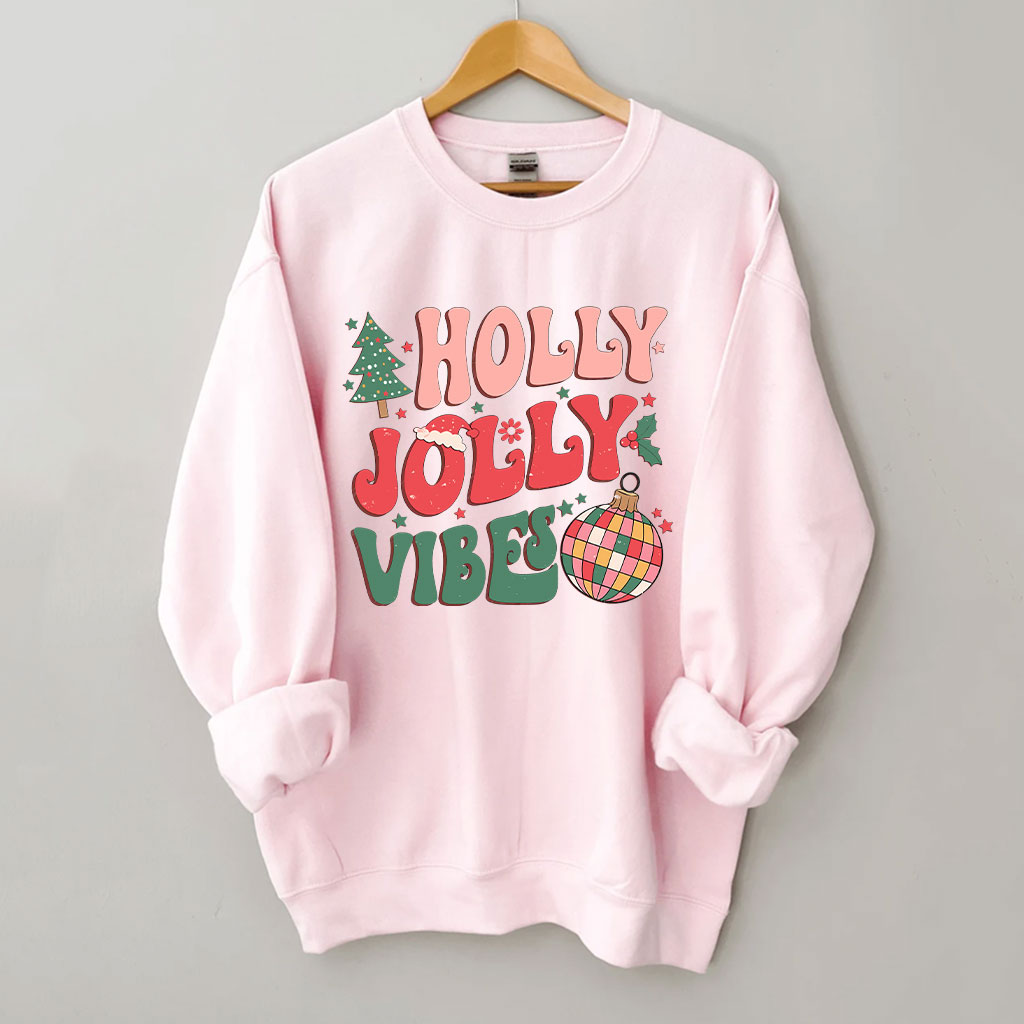 Holly Jolly Vibes Groovy Christmas Sweatshirt