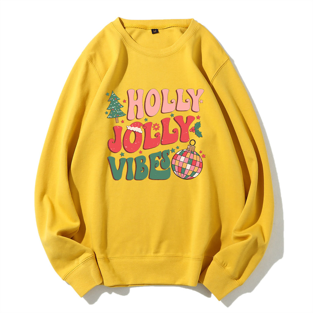 Holly Jolly Vibes Groovy Christmas Sweatshirt