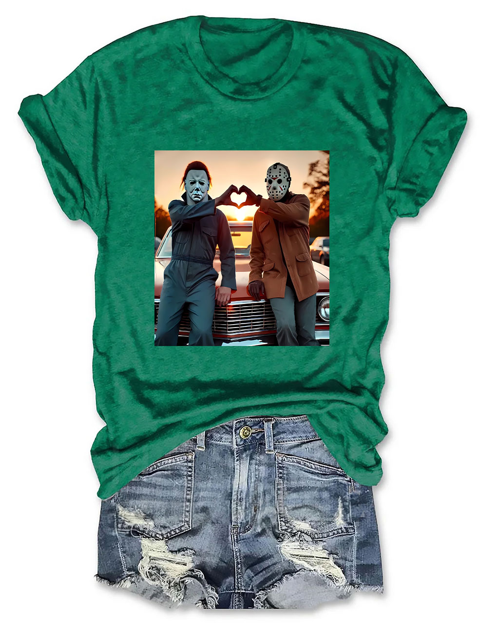 Horror Movie Characters Heart Hands Funny T-shirt