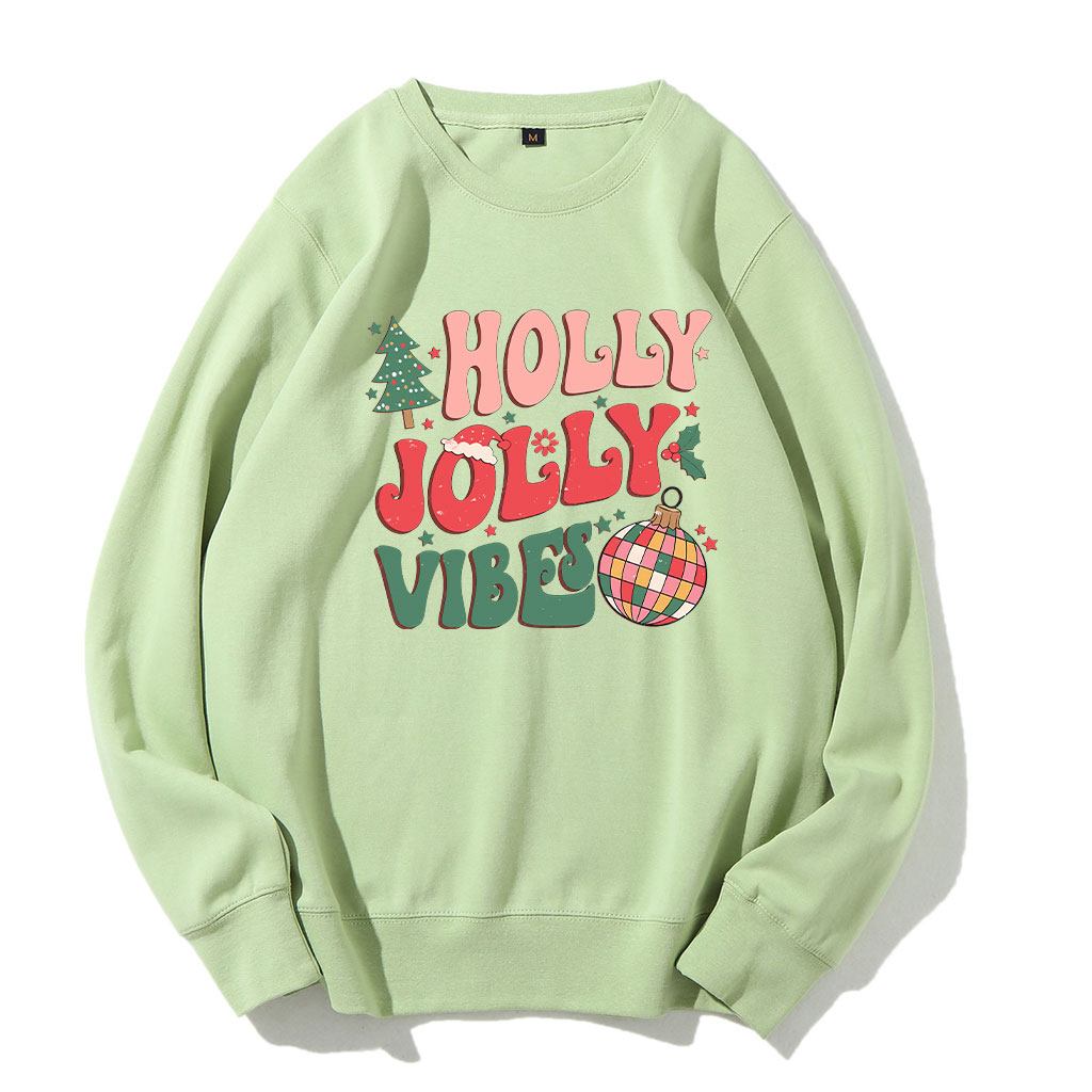 Holly Jolly Vibes Groovy Christmas Sweatshirt