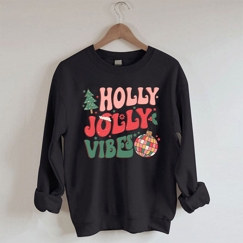 Holly Jolly Vibes Groovy Christmas Sweatshirt
