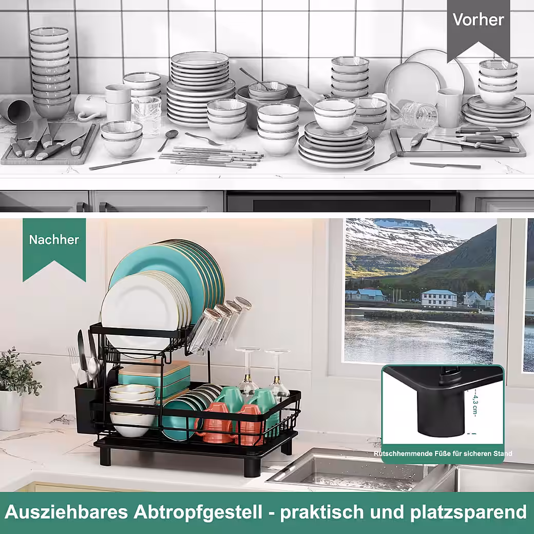 Geschirrständer Abtropfgestell Geschirr Geschirrabtropfgestell Spüle Spüllappenhalter