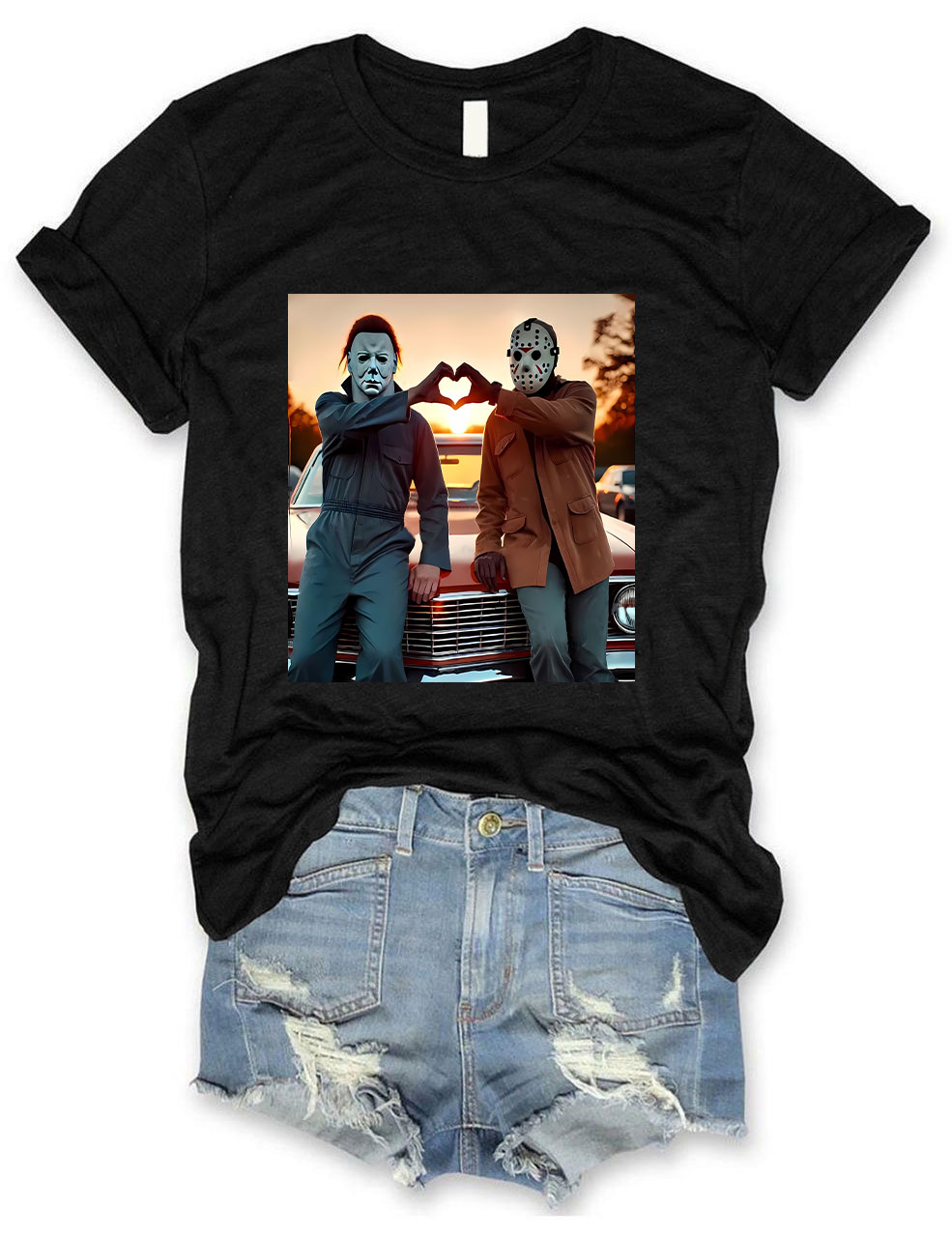 Horror Movie Characters Heart Hands Funny T-shirt