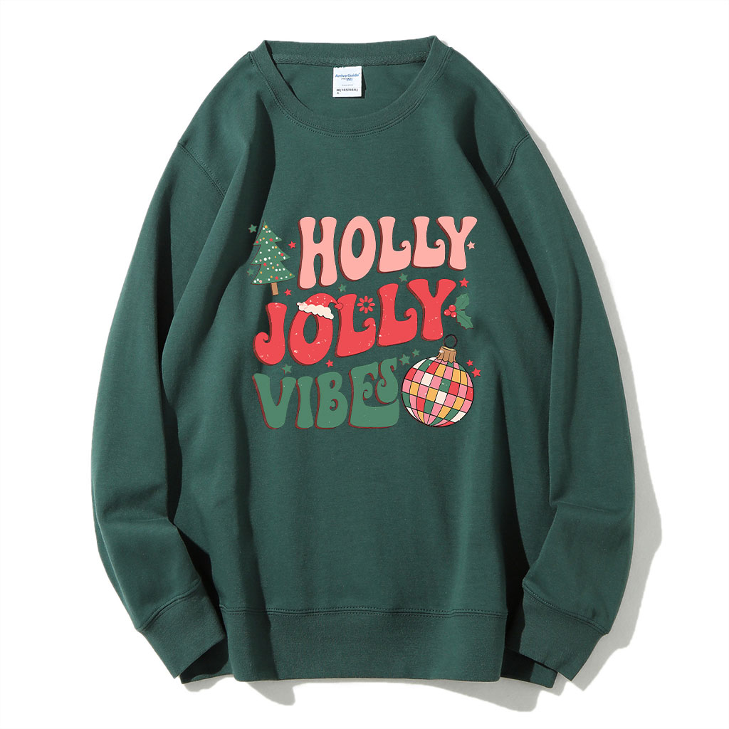 Holly Jolly Vibes Groovy Christmas Sweatshirt