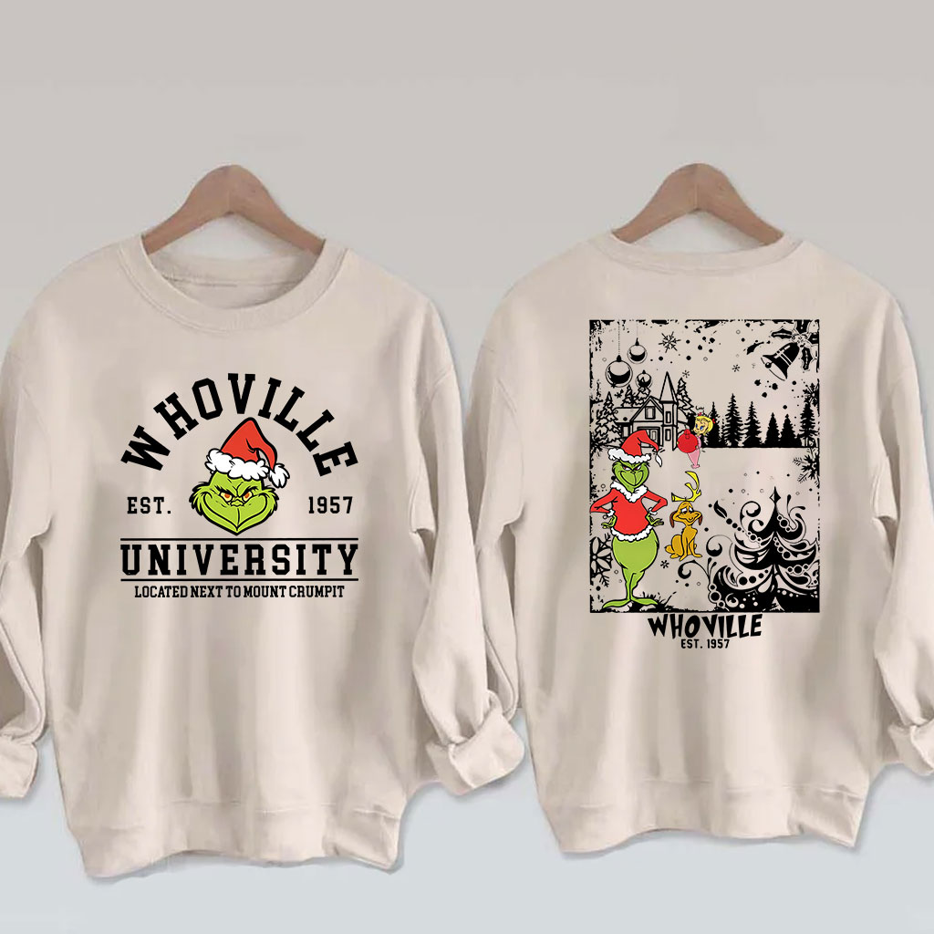Vintage Christmas Whoville University Est 1957 Funny Sweatshirt