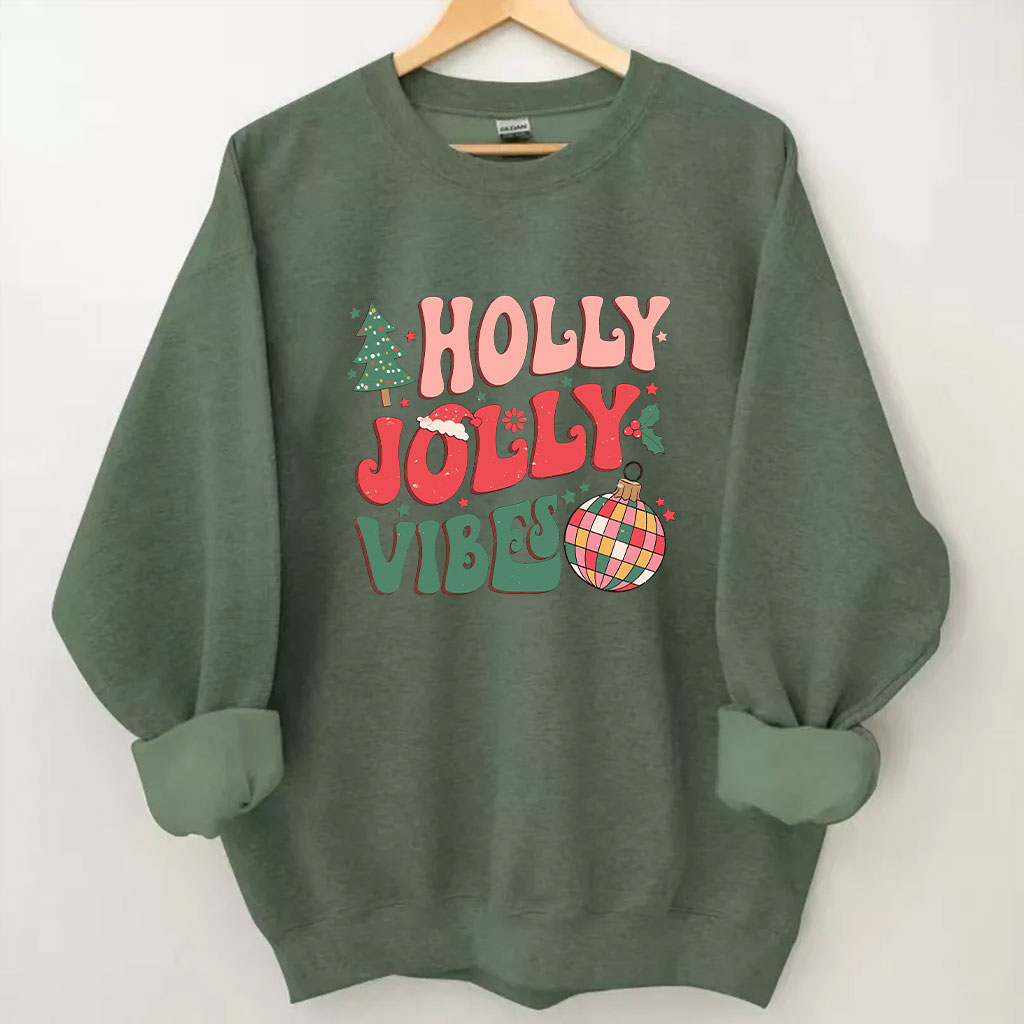 Holly Jolly Vibes Groovy Christmas Sweatshirt
