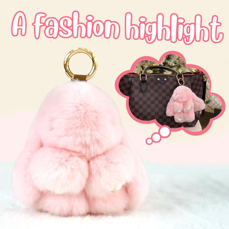 【BunnyLulu】Handmade Bunny PomPom Keychain with Designed Tin Box, Easter Birthday Gift, Charm Accessory for Anxiety Relief