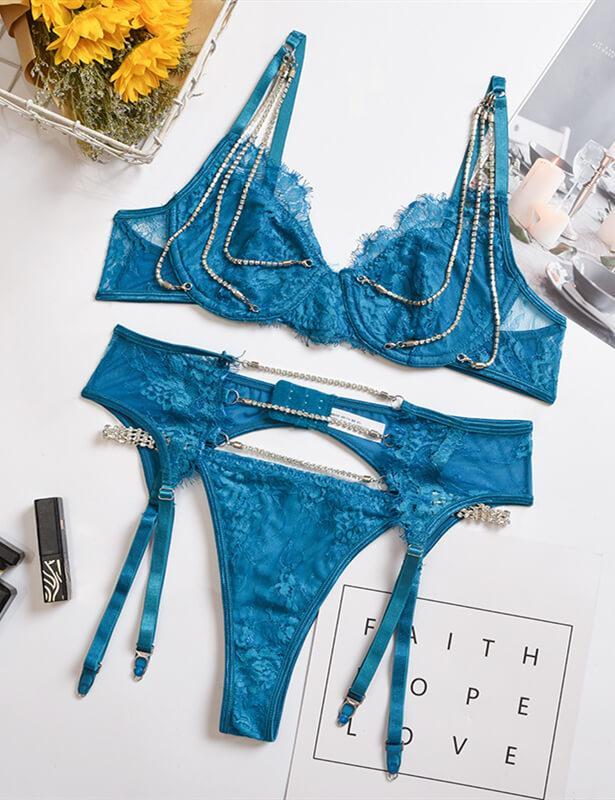 Sparkle Crystal Rhinestone Chain Nightwear Set