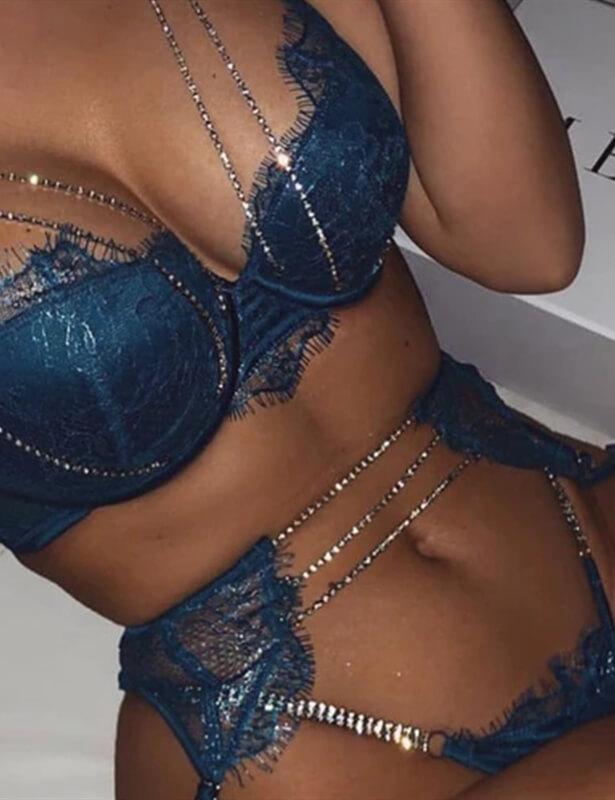 Sparkle Crystal Rhinestone Chain Nightwear Set