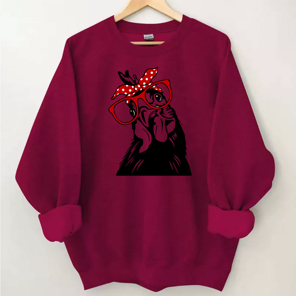 Chicken With Bandana Glasses Sweatshirt