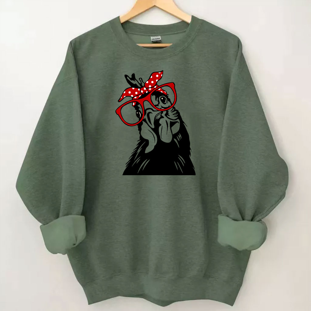 Chicken With Bandana Glasses Sweatshirt