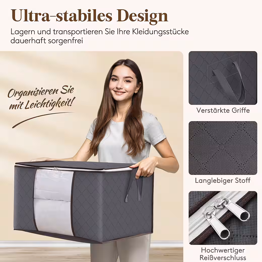 3/6er Set Faltbare Aufbewahrungsboxen mit Deckel 90L