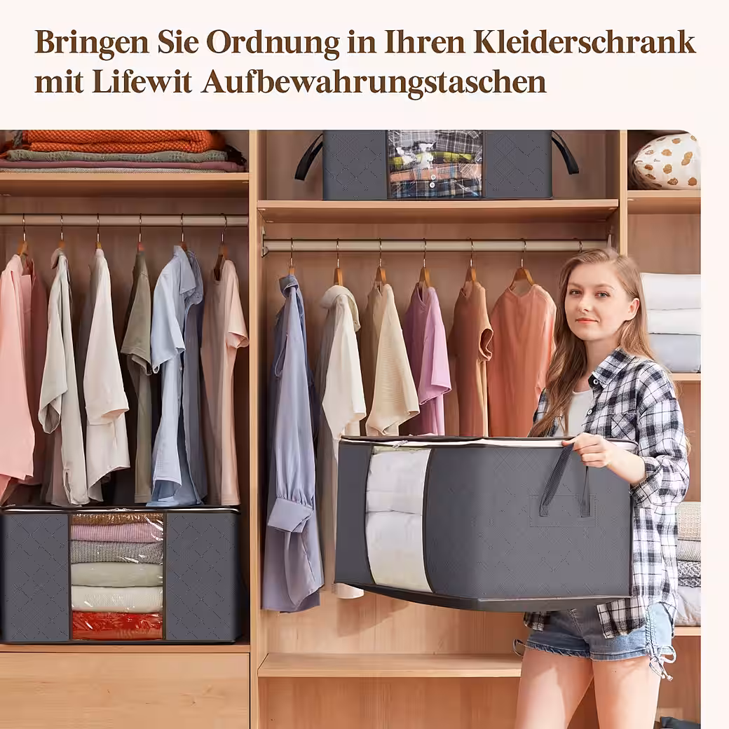 3/6er Set Faltbare Aufbewahrungsboxen mit Deckel 90L