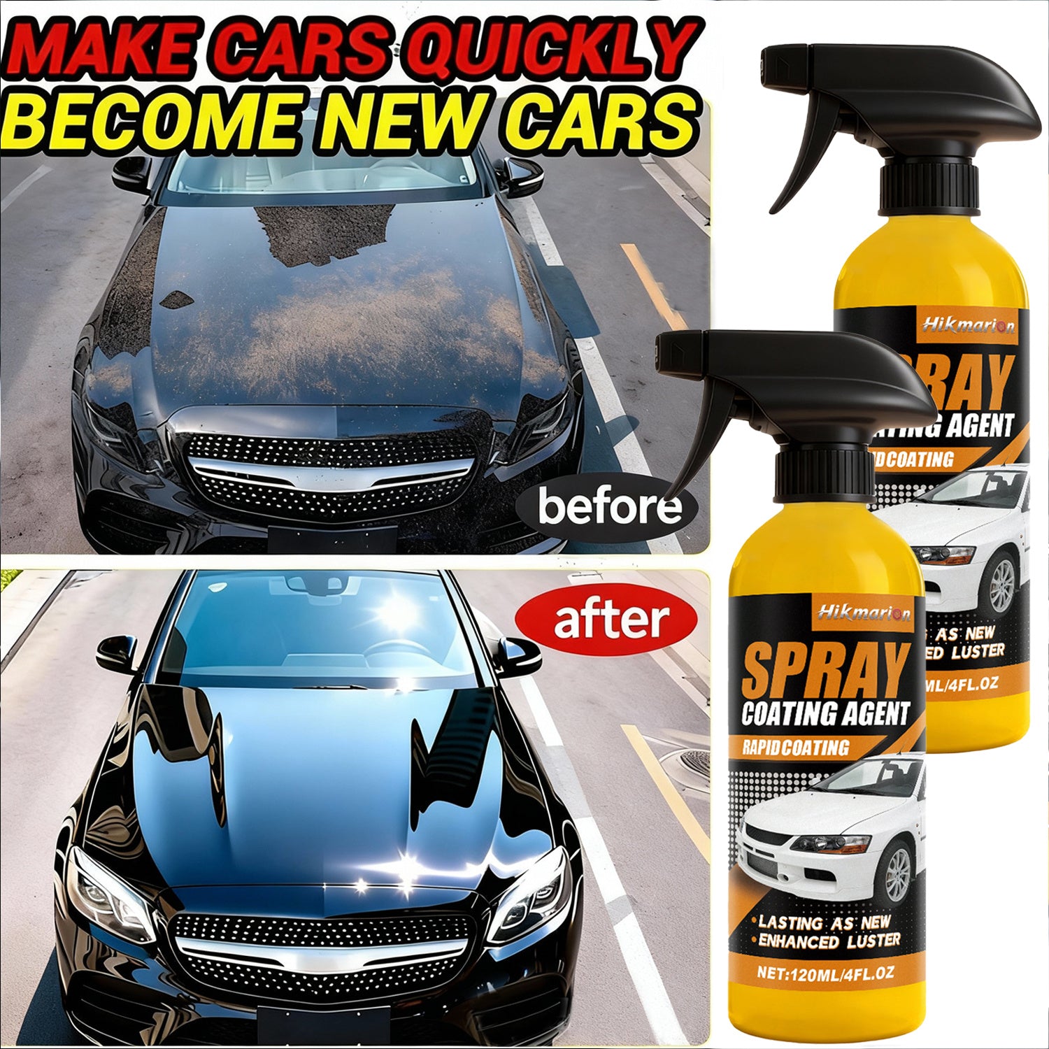 2pcs (2pcs) Multi-Functional Car Paint & Coating Spray Suitable for All Vehicles - Instant Formula, Quick Wax Coating, Long-Lasting Gloss for Car, Motorcycles,, RVs - Liquid Polish for Paint Care Maintenance