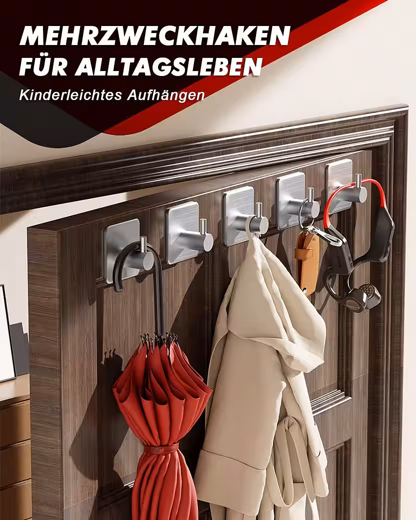 Edelstahl Handtuchhaken Bad ohne Bohren, 5er/10er Set