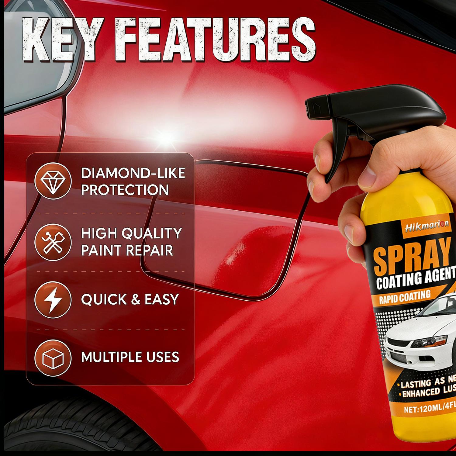 2pcs (2pcs) Multi-Functional Car Paint & Coating Spray Suitable for All Vehicles - Instant Formula, Quick Wax Coating, Long-Lasting Gloss for Car, Motorcycles,, RVs - Liquid Polish for Paint Care Maintenance