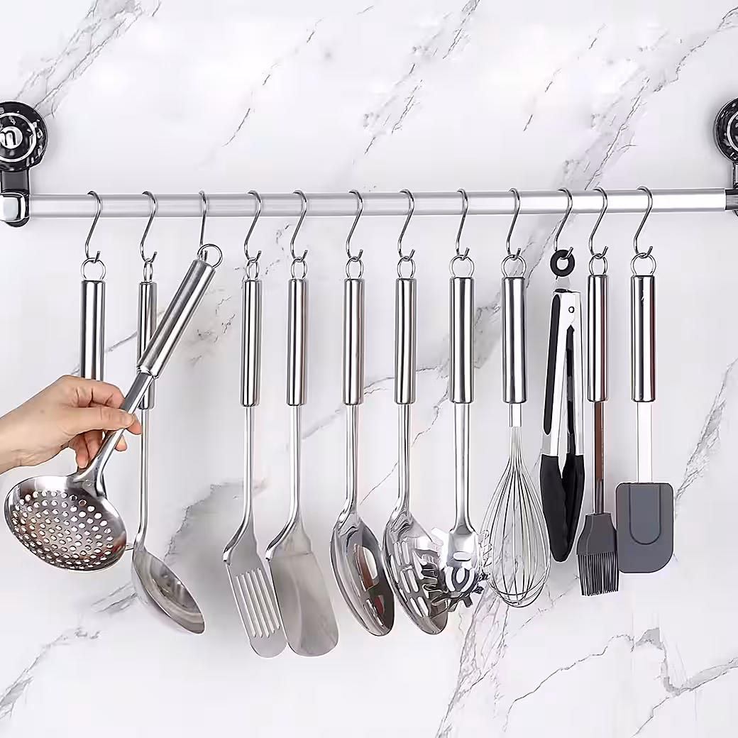 Cooking utensil set, kitchen helpers, kitchen utensils, 12 pieces, stainless steel, silicone kitchen set
