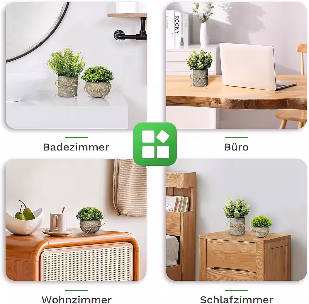 Künstliche Eukalyptus Pflanzen 4‑Stück, Kunstpflanzen für Deko