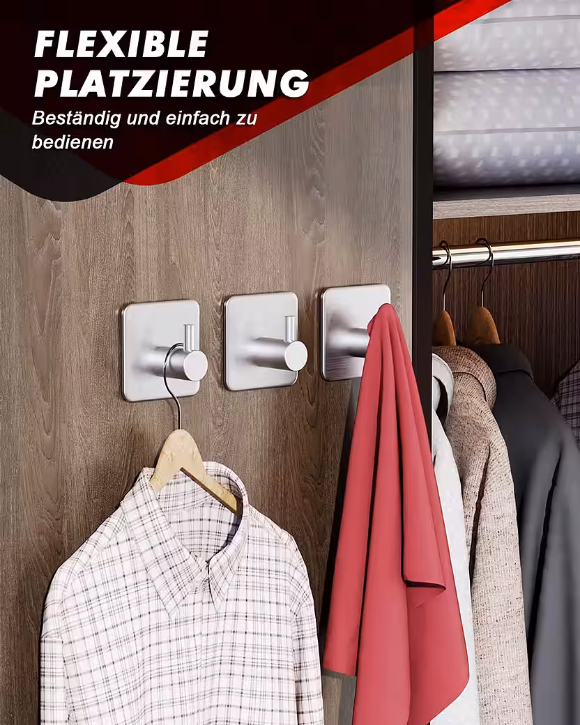 Edelstahl Handtuchhaken Bad ohne Bohren, 5er/10er Set