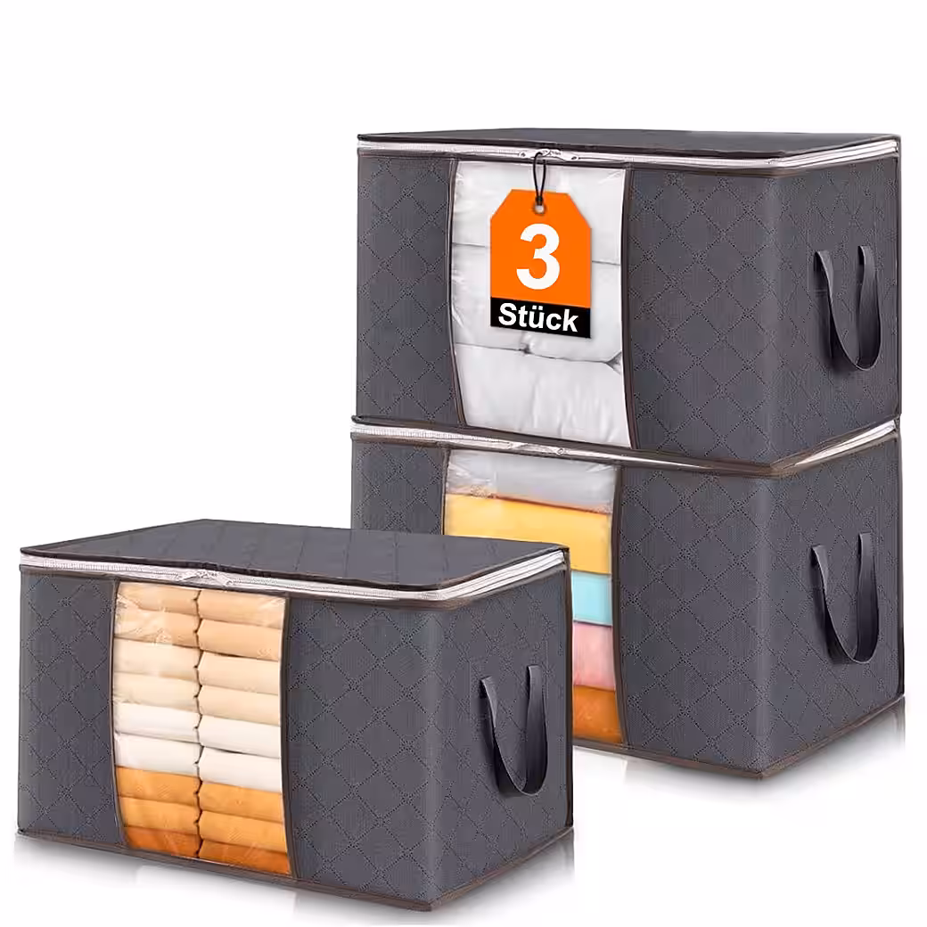 3/6er Set Faltbare Aufbewahrungsboxen mit Deckel 90L