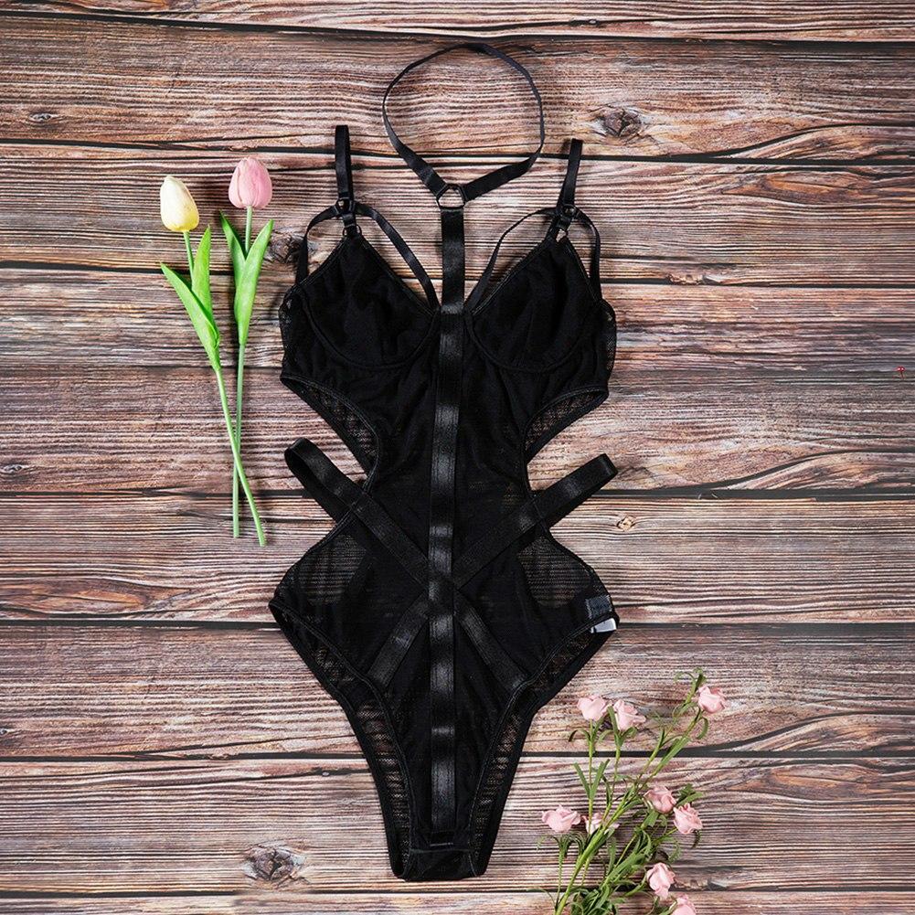 Sexy Mesh Halter Bodysuit
