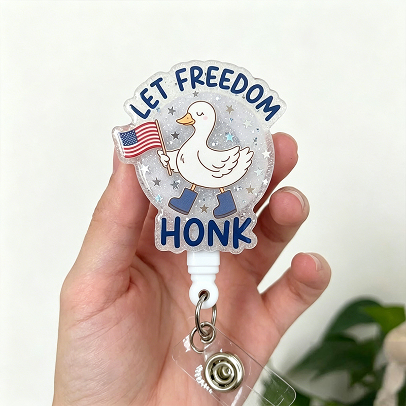 Patriotic Let Freedom Honk Nurse Badge Reel