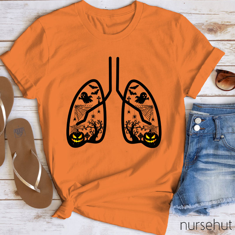 Halloween Pumpkin Lung Nurse T-Shirt