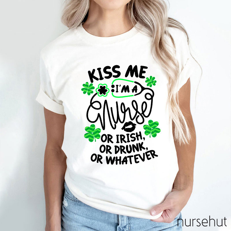 Kiss Me I'm A Nurse Clover Stethoscope Nurse T-Shirt