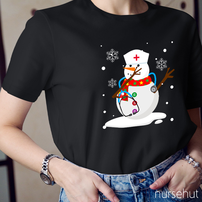 Christmas Snowman Nurse T-Shirt
