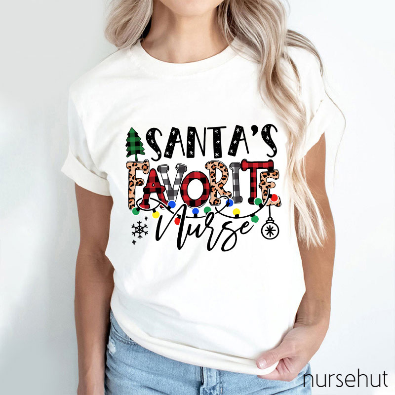 HO HO HO Santa's Favorite Nurse T-Shirt