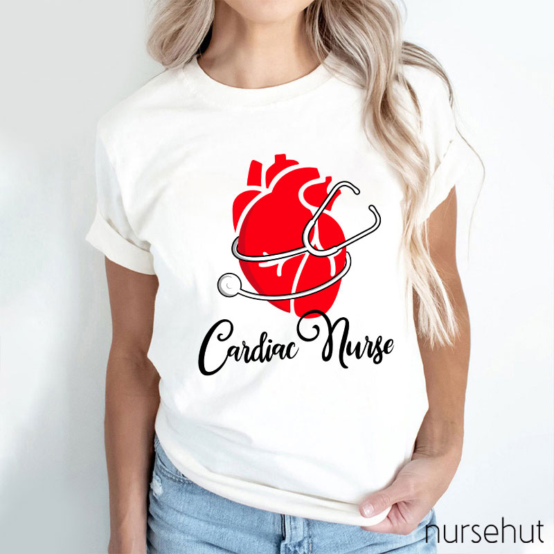 Stethoscope Saround A Red Heart Cardiac Nurse T-Shirt