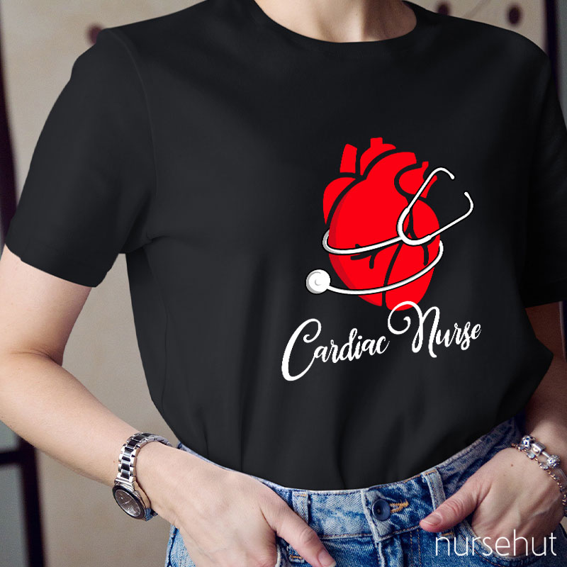 Stethoscope Saround A Red Heart Cardiac Nurse T-Shirt