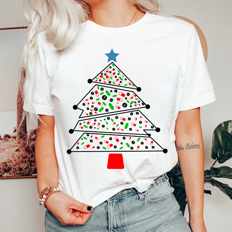 Pill Christmas Tree Nurse T-Shirt