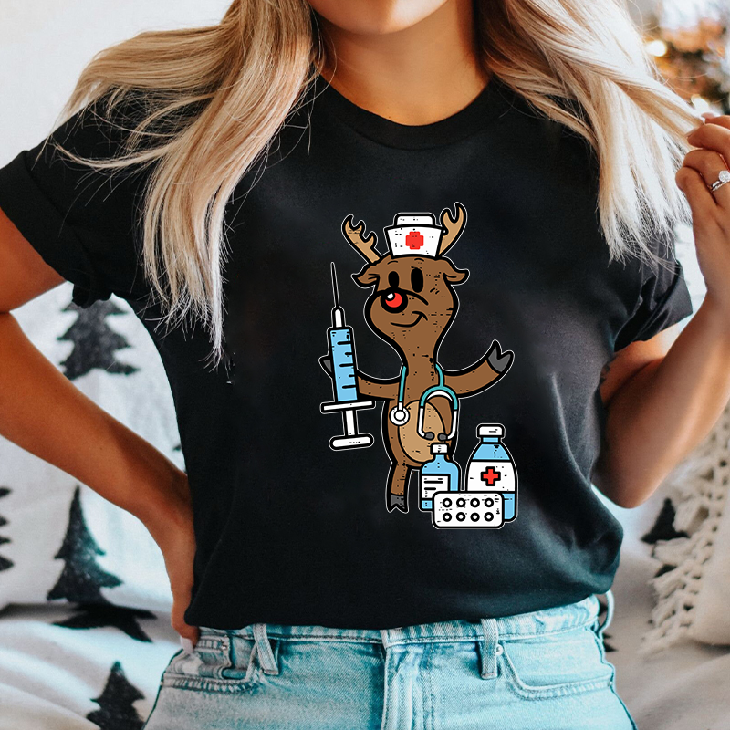 Christmas Elk Nurse T-Shirt